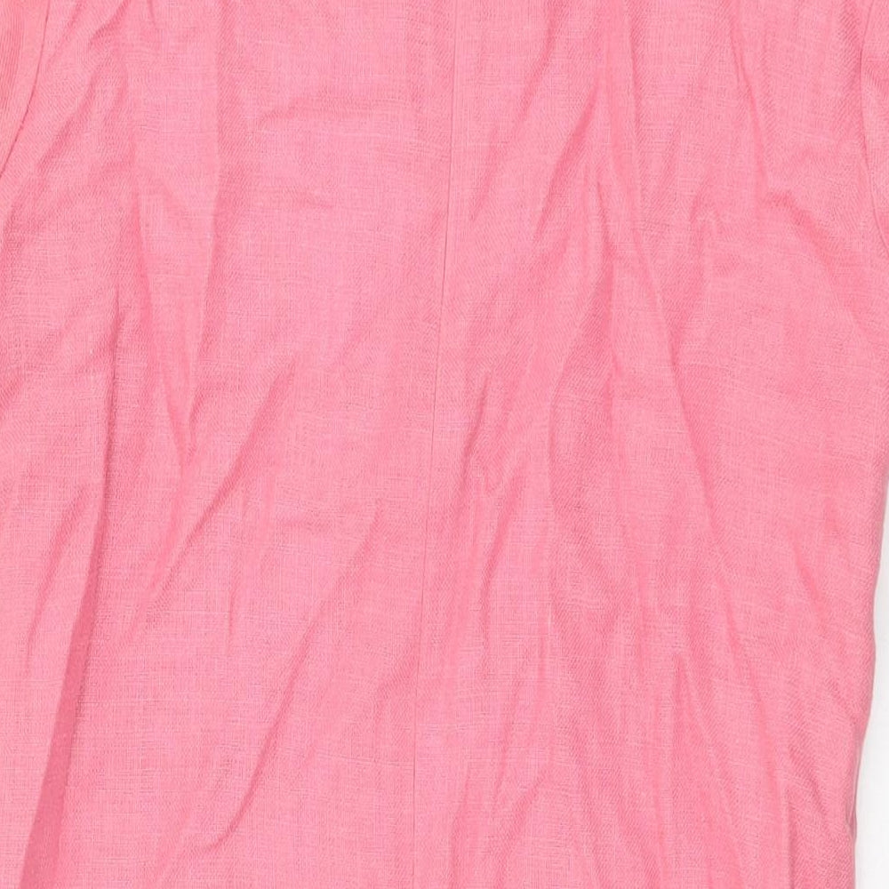 Liz Claiborne Womens Pink Linen Shift Size 8 Round Neck Zip