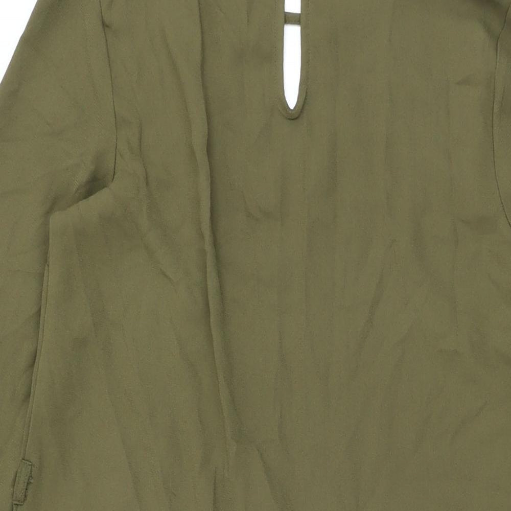 New Look Womens Green Polyester Shift Size 8 Round Neck Button