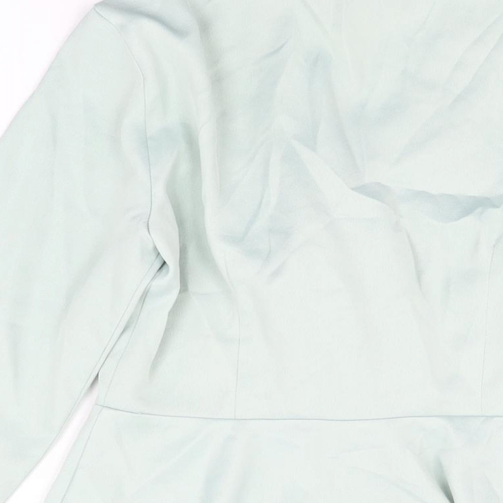 Topshop Womens Blue Polyester Basic Button-Up Size 8 V-Neck