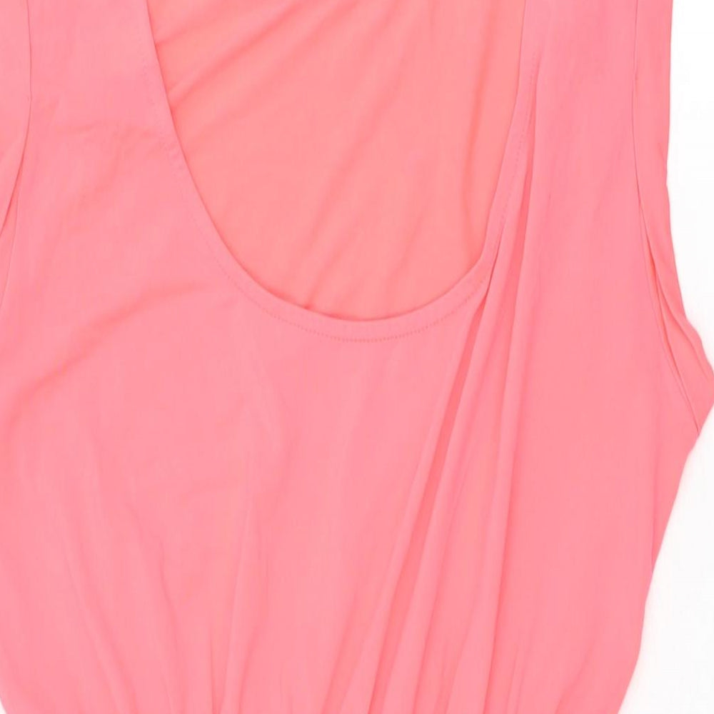 H&M Womens Pink Polyester Mini Size 14 Round Neck Pullover