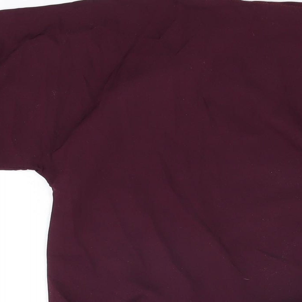 Miss Bennett Womens Purple Polyester Basic Blouse Size S Round Neck