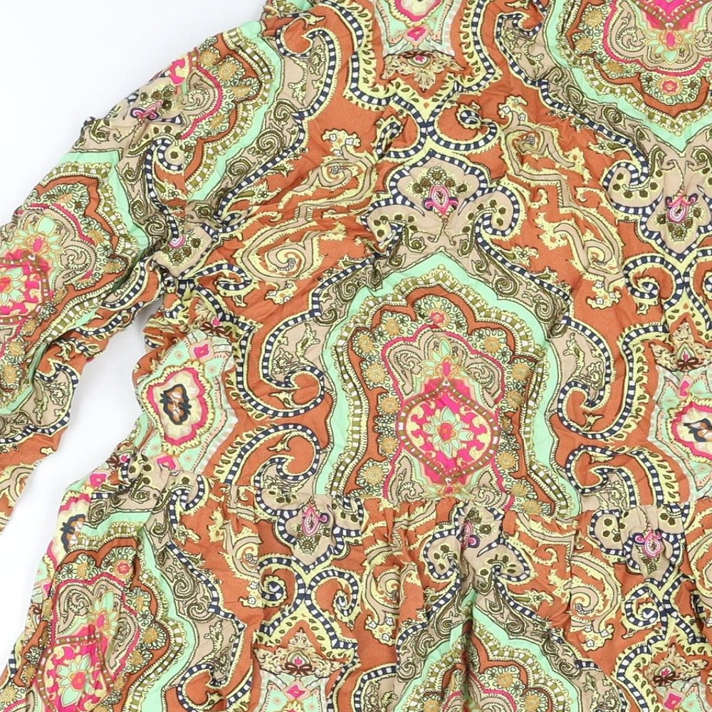 Only Womens Multicoloured Geometric Viscose Shift Size 6 V-Neck Pullover