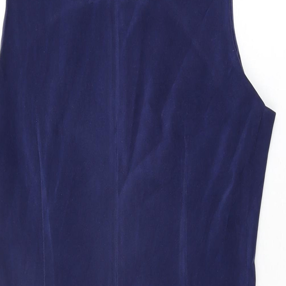 New Look Womens Blue Polyester Bodycon Size 14 Round Neck Zip