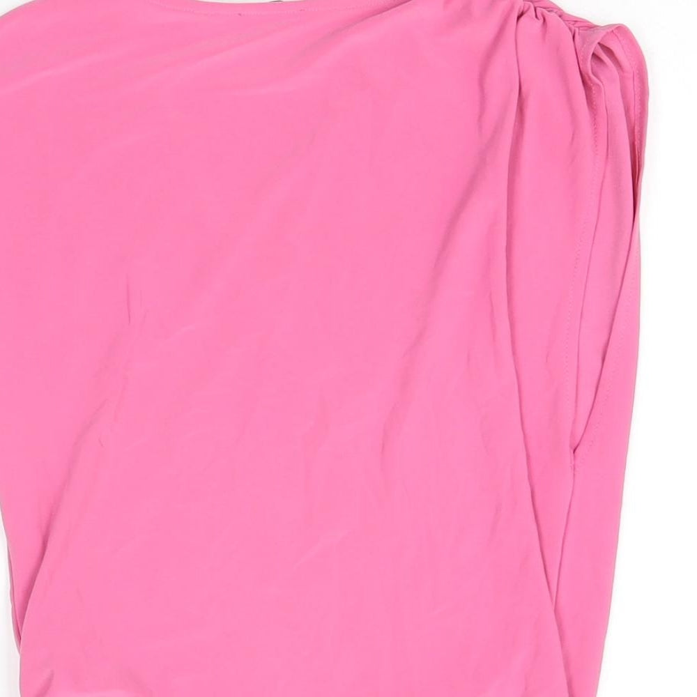 Zara Womens Pink Polyester Wrap T-Shirt Size S V-Neck