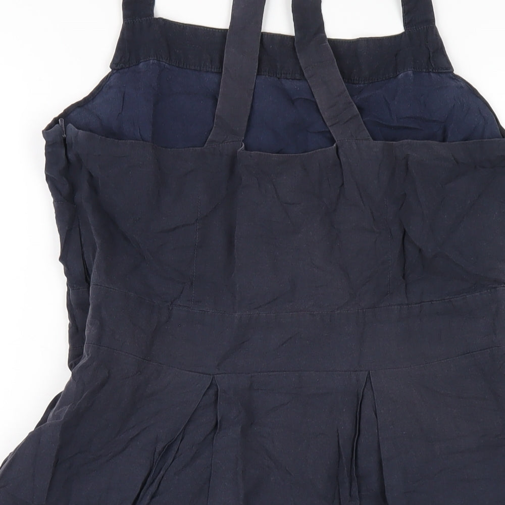 Max Womens Blue Cotton A-Line Size 10 Square Neck Zip