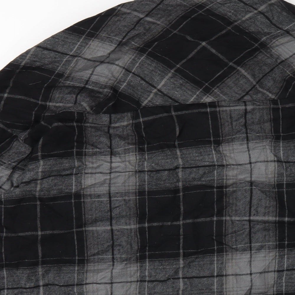 H&M Womens Black Plaid Cotton Basic Button-Up Size XS Collared