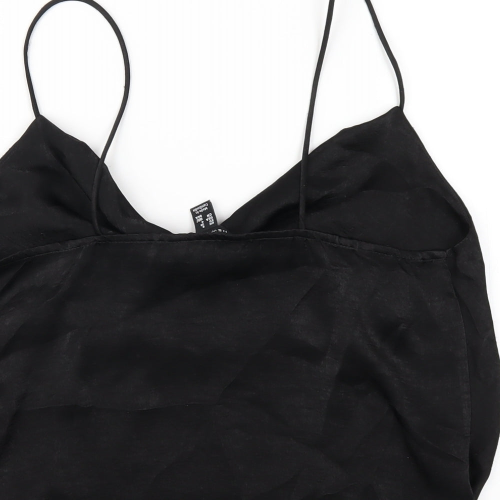 New Look Womens Black Polyester Camisole T-Shirt Size 8 Cowl Neck