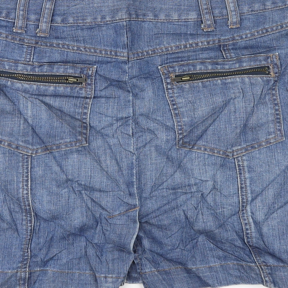 Marks & Spencer Womens Blue Cotton A-Line Skirt Size 10 Button