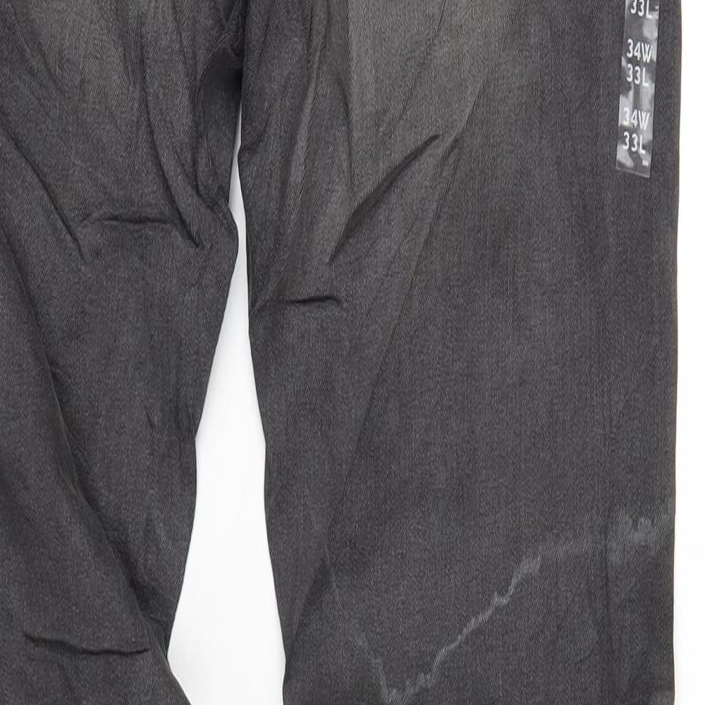 Marks & Spencer Mens Grey Cotton Skinny Jeans Size 34 in L33 in Regular Zip