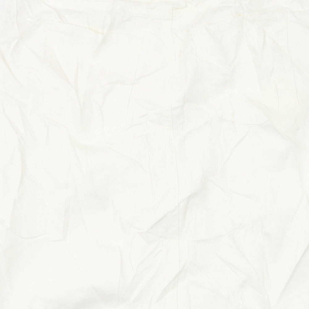 Marks & Spencer Womens Ivory Cotton A-Line Skirt Size 12 Button