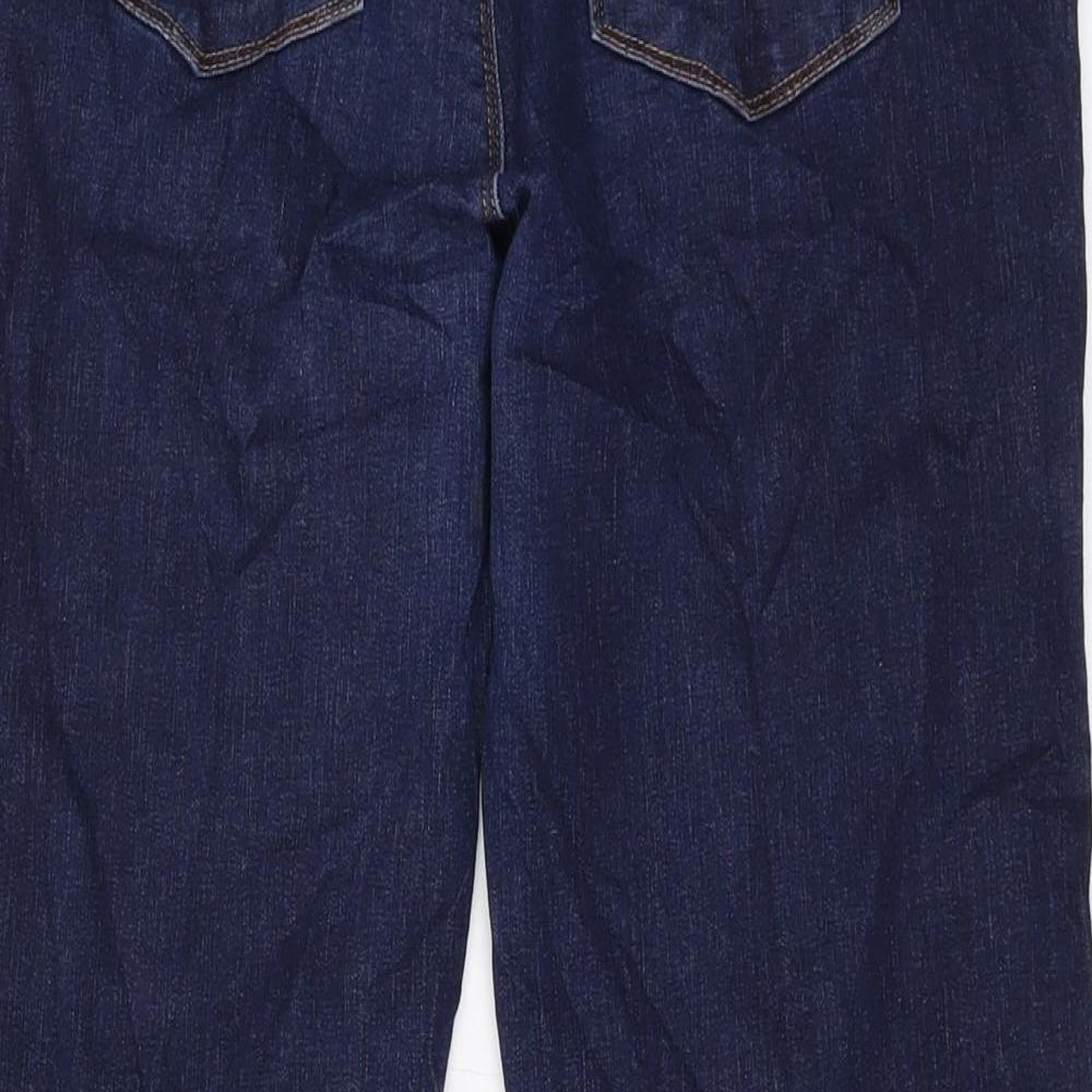 Marks & Spencer Womens Blue Cotton Straight Jeans Size 32 in L27 in Regular Button
