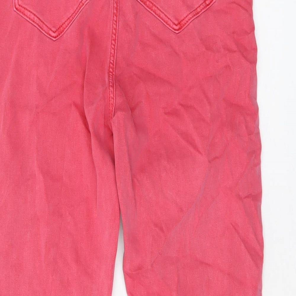 Marks & Spencer Womens Pink Cotton Cropped Jeans Size 8 L22 in Regular Button