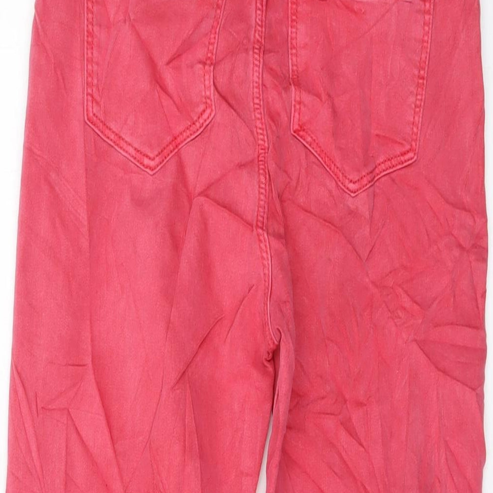 Marks & Spencer Womens Pink Cotton Cropped Jeans Size 8 L21 in Regular Button