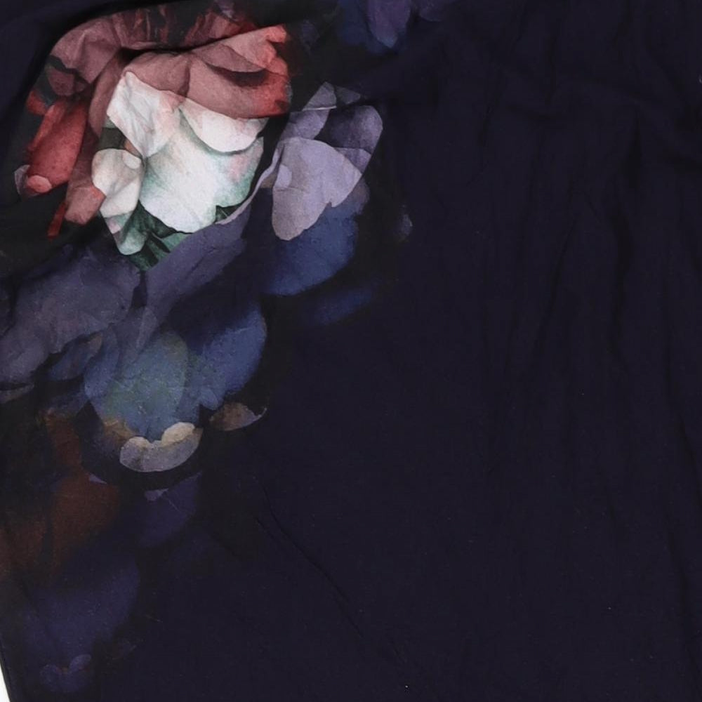 Phase Eight Womens Black Floral Polyester Tunic Blouse Size 14 Round Neck