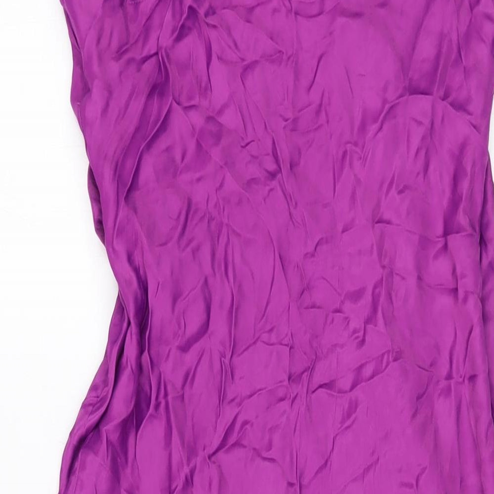 Zara Womens Purple Polyester A-Line Size XL V-Neck Zip