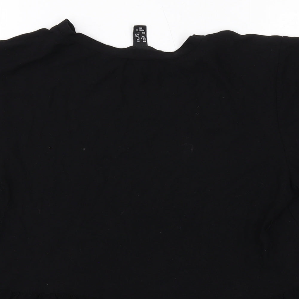 New Look Womens Black Viscose Basic Blouse Size 10 Round Neck