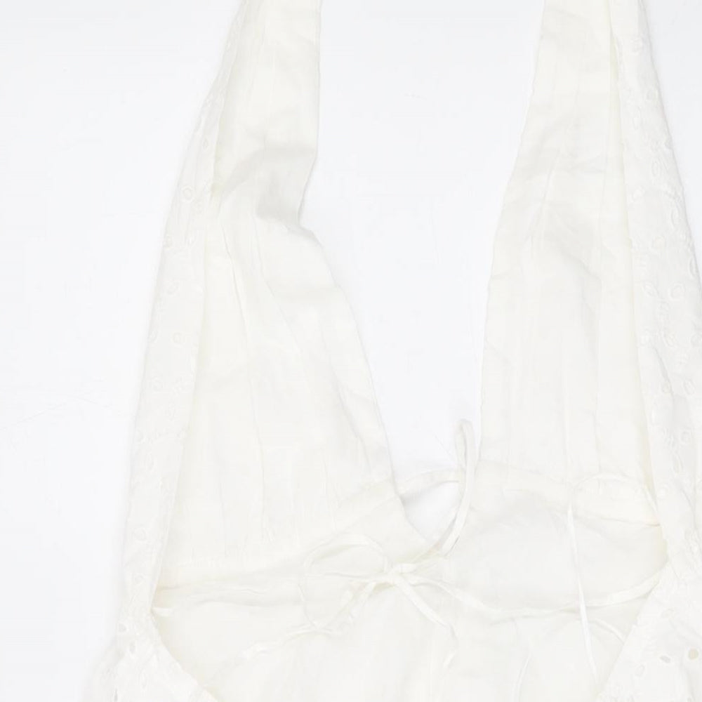 Zara Womens Ivory Cotton A-Line Size L Halter Pullover