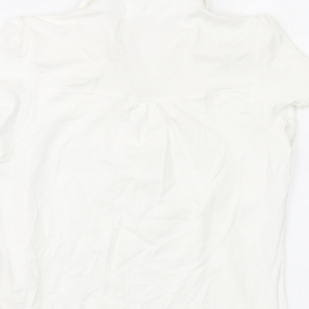 Marks & Spencer Girls Ivory Cotton Basic T-Shirt Size 11-12 Years Collared Button