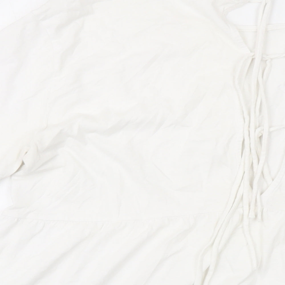 H&M Womens White Cotton Basic T-Shirt Size L Round Neck