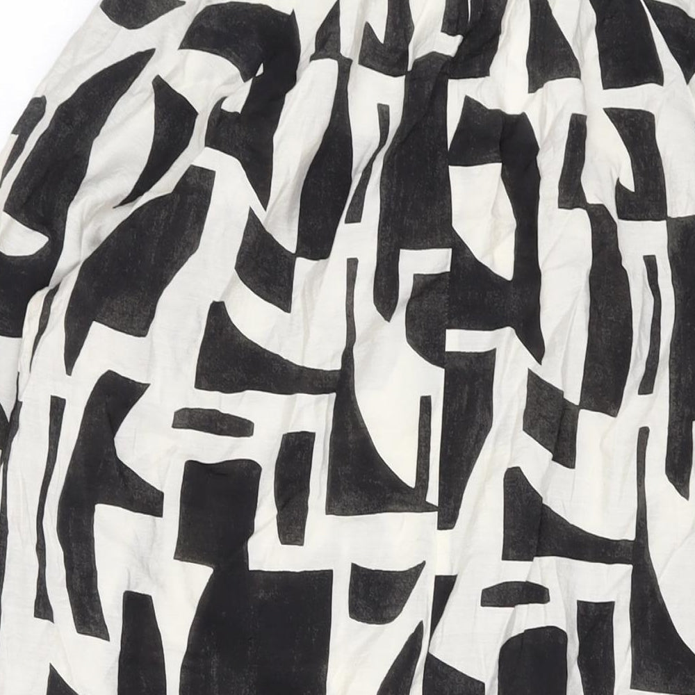 H&M Womens Black Geometric Viscose A-Line Size S Square Neck Pullover