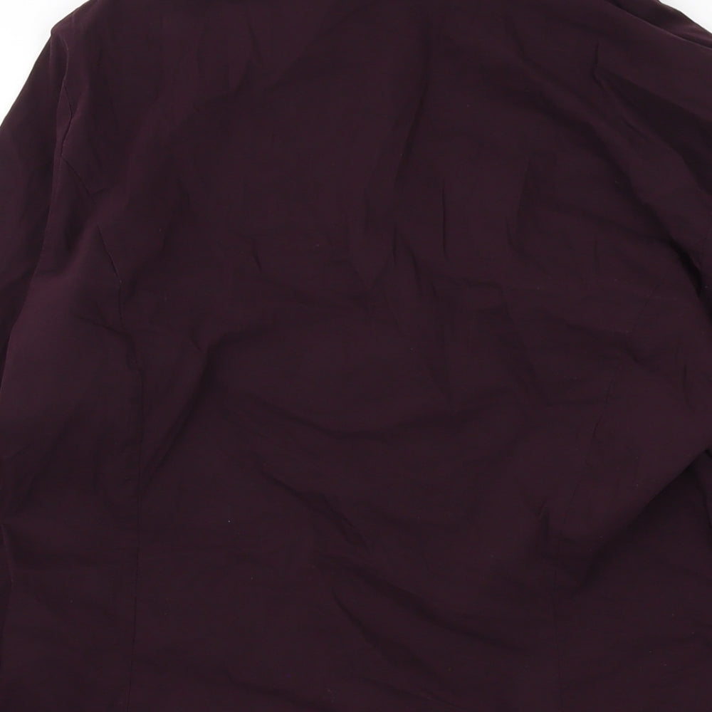 MORE & MORE Womens Purple Cotton Basic Button-Up Size 12 Collared