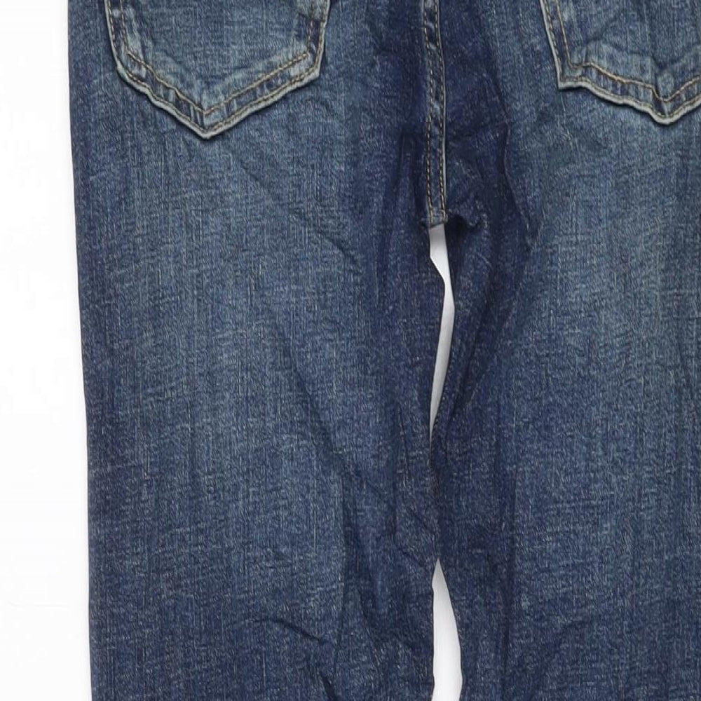 Marks & Spencer Mens Blue Cotton Skinny Jeans Size 28 in L31 in Regular Button