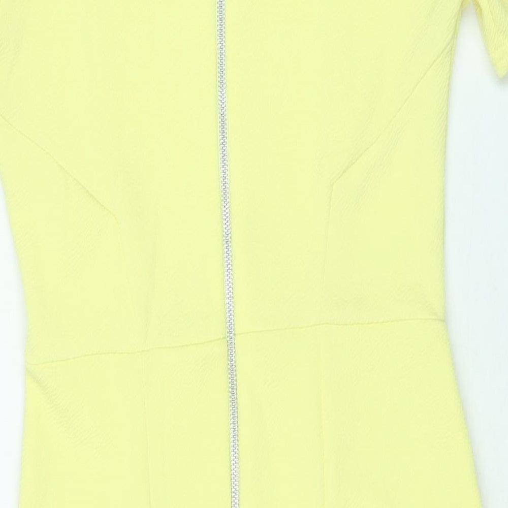 Therapy Womens Yellow Polyester Shift Size 10 Round Neck Zip