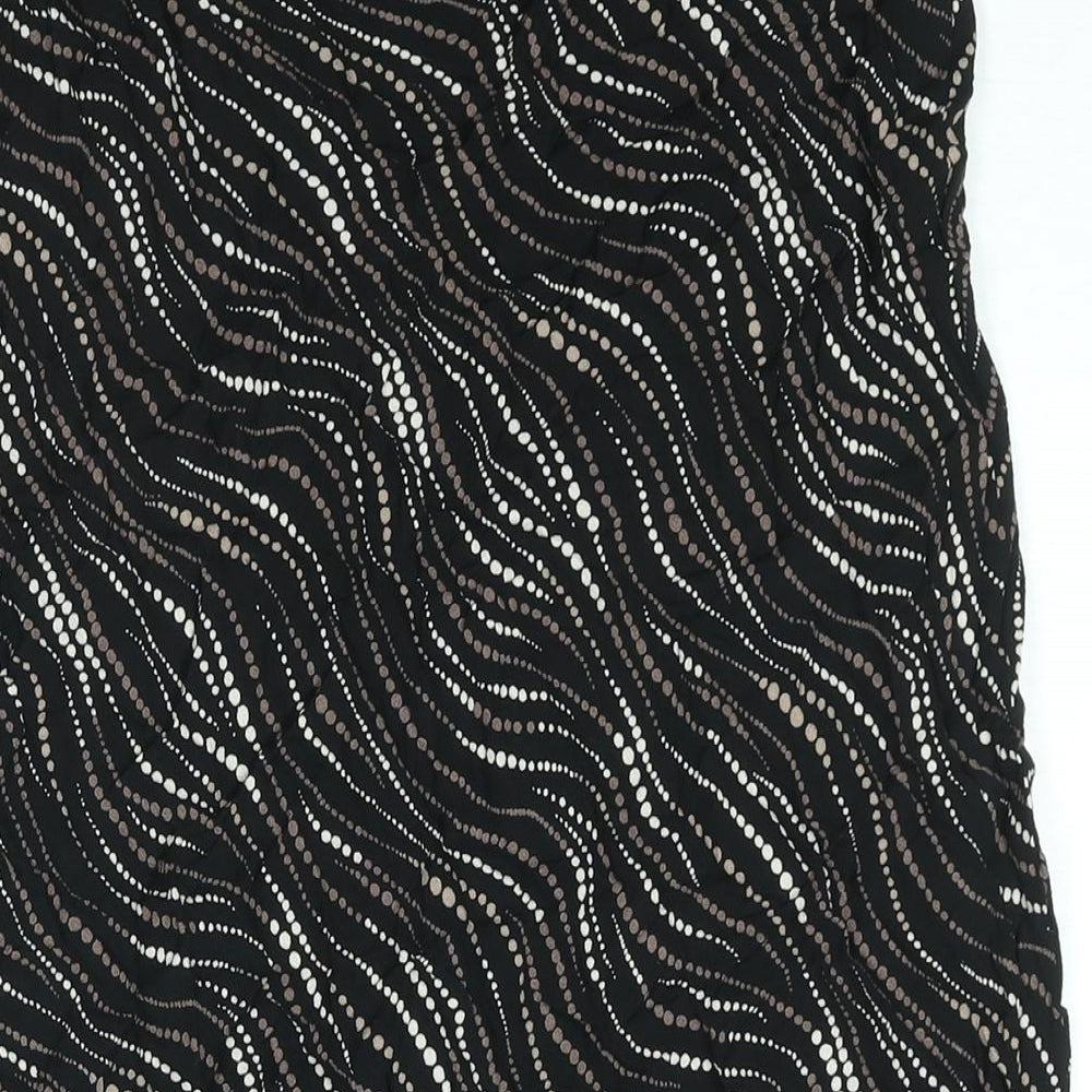 Marks & Spencer Womens Black Geometric Viscose A-Line Skirt Size 14 - Belted