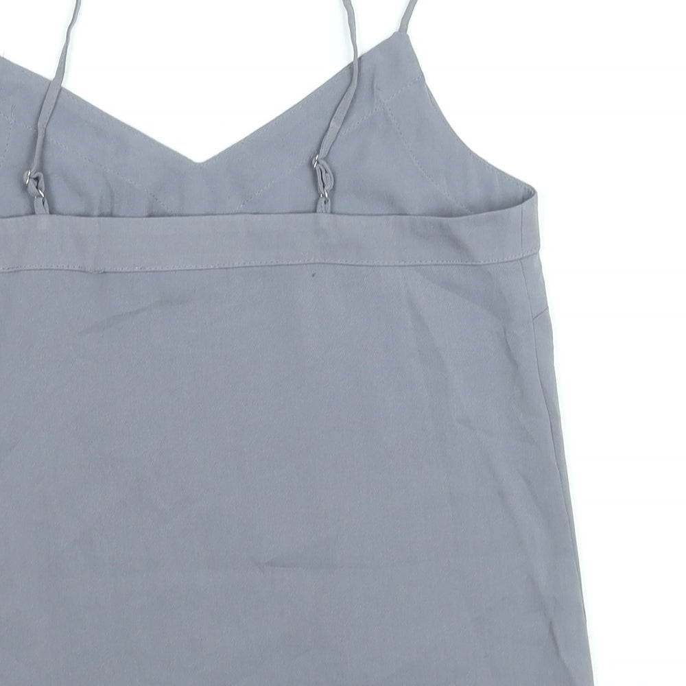 Topshop Womens Grey Polyester Camisole Blouse Size 6 V-Neck