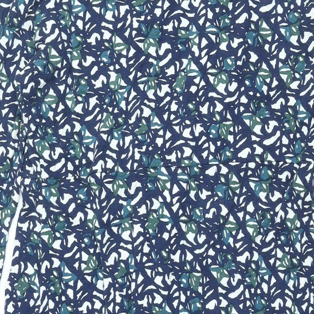 JoJo Maman Bébé Womens Blue Geometric Viscose Shift Size M V-Neck Pullover - Twist Detail