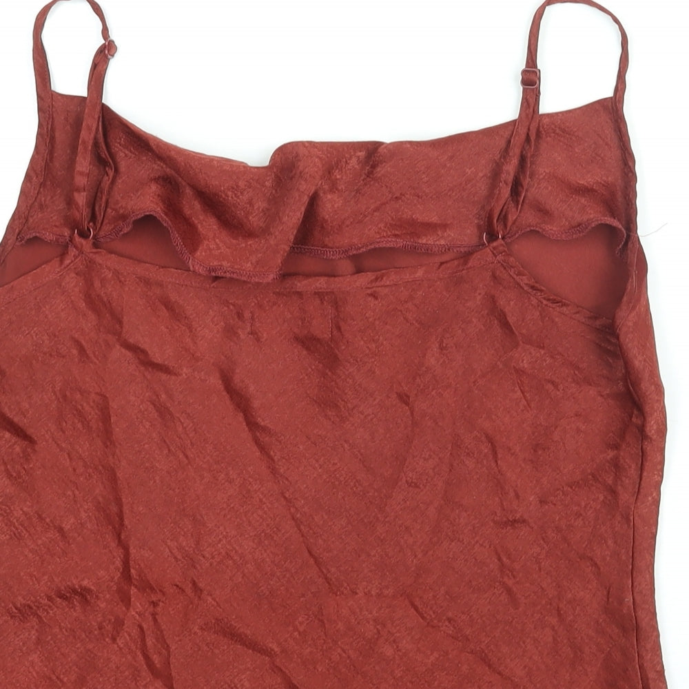 PRETTYLITTLETHING Womens Red Polyester Camisole Blouse Size 10 Cowl Neck