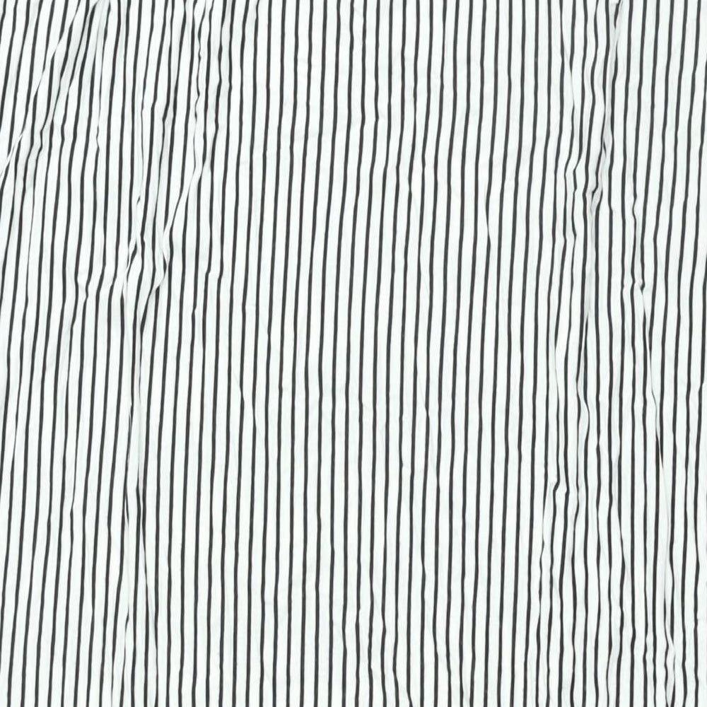 Zara Womens White Striped Viscose Maxi Size M Scoop Neck Pullover
