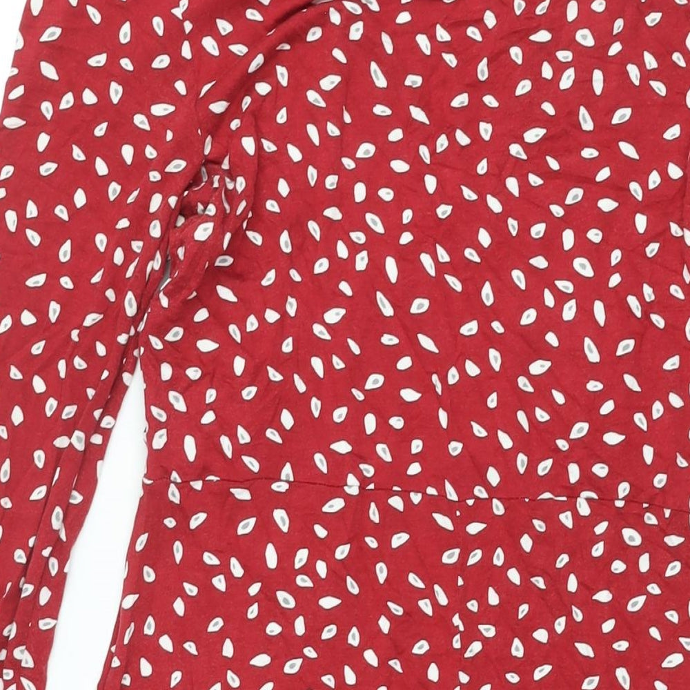 Principles Womens Red Geometric Viscose A-Line Size 14 V-Neck Pullover