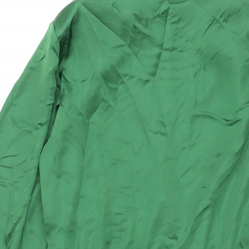 Zara Womens Green Polyester Shirt Dress Size XS Collared Zip - Rouched Button