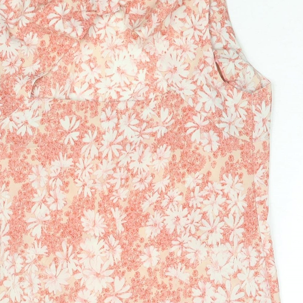 Dorothy Perkins Womens Pink Floral Polyester Camisole Blouse Size 12 Round Neck - Bow