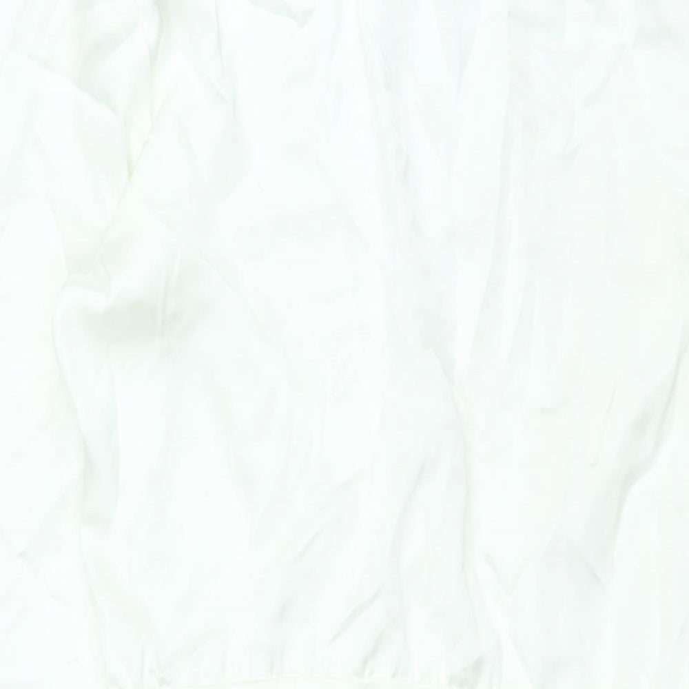 Zara Womens White Polyester Shift Size M V-Neck Zip - Rouched