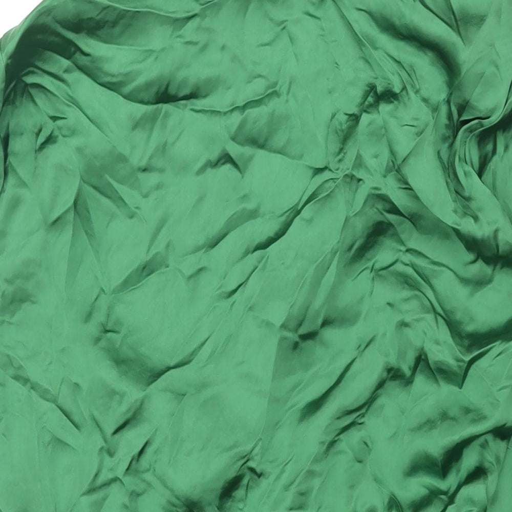 Zara Womens Green Polyester Shirt Dress Size M Collared Zip - Button Rouched