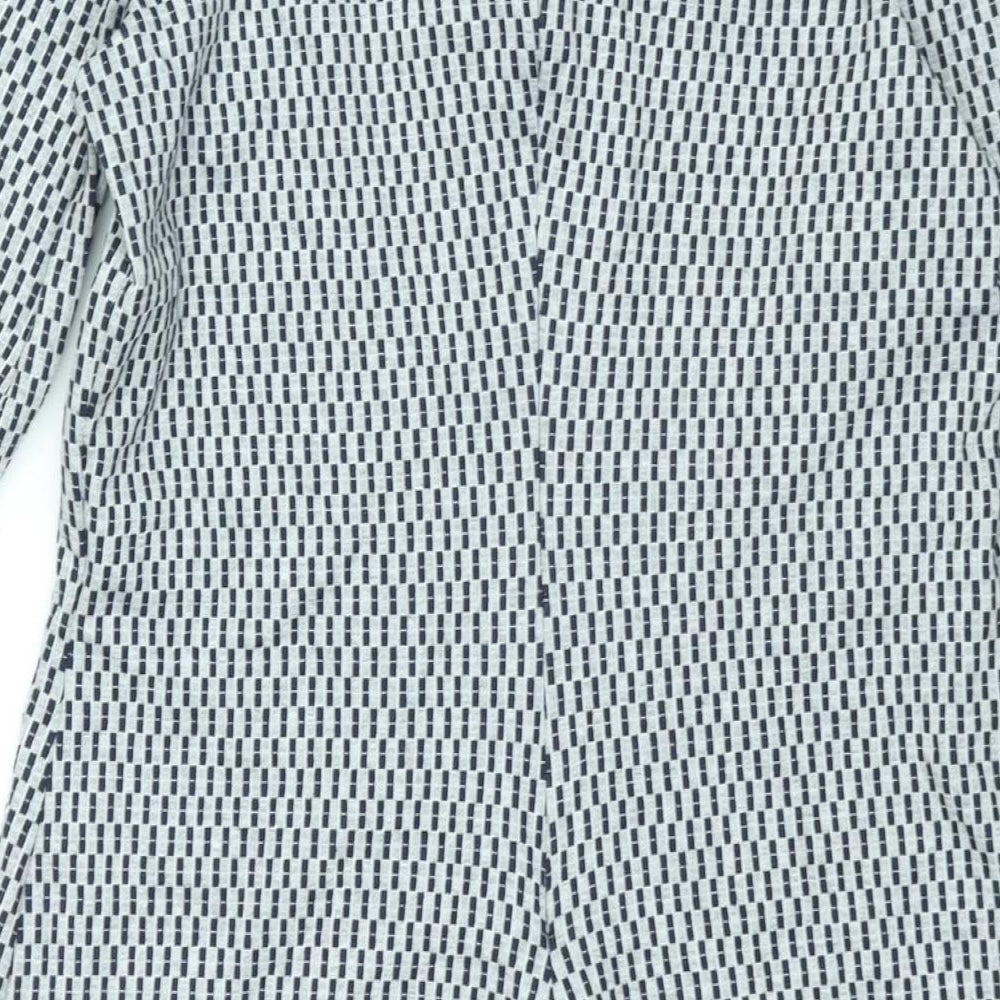 Esprit Womens Grey Check Polyester Bodycon Size M Round Neck Zip