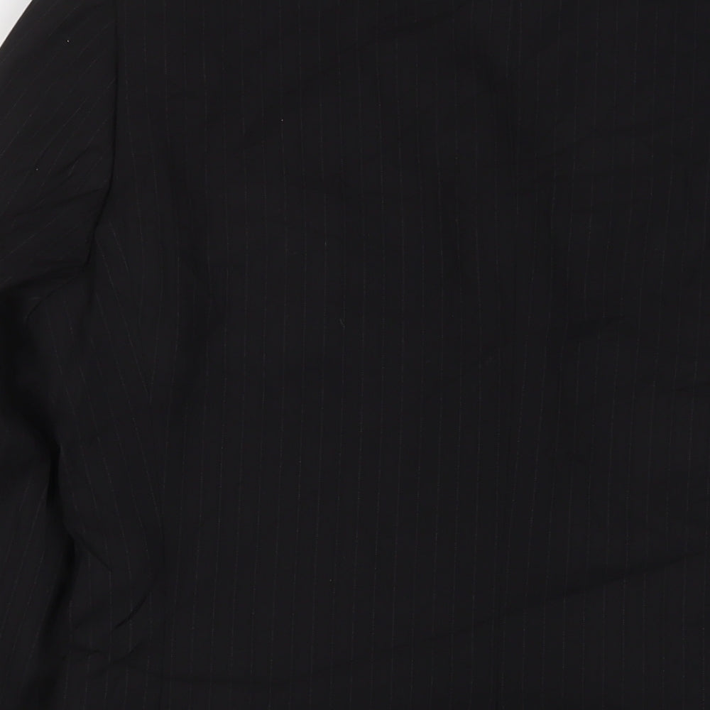 Butler & Webb Butler & Web Mens Black Striped Polyester Jacket Suit Jacket Size 36 Regular