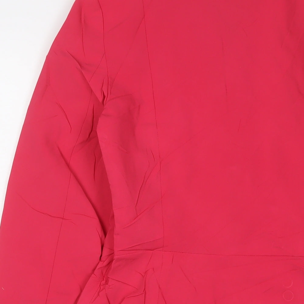 Zara Womens Pink Polyester Jacket Dress Size S V-Neck Zip