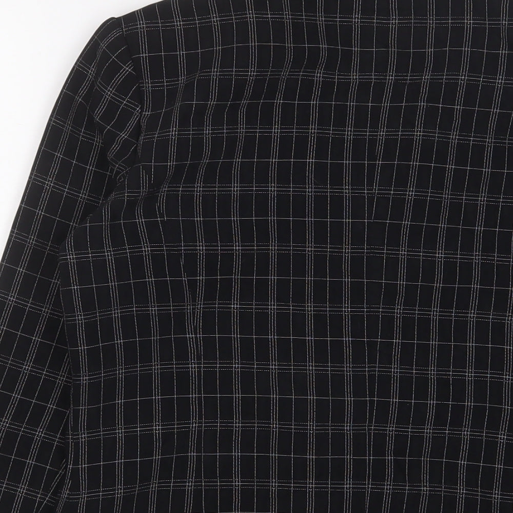 NEXT Womens Black Plaid Jacket Blazer Size 8 Button