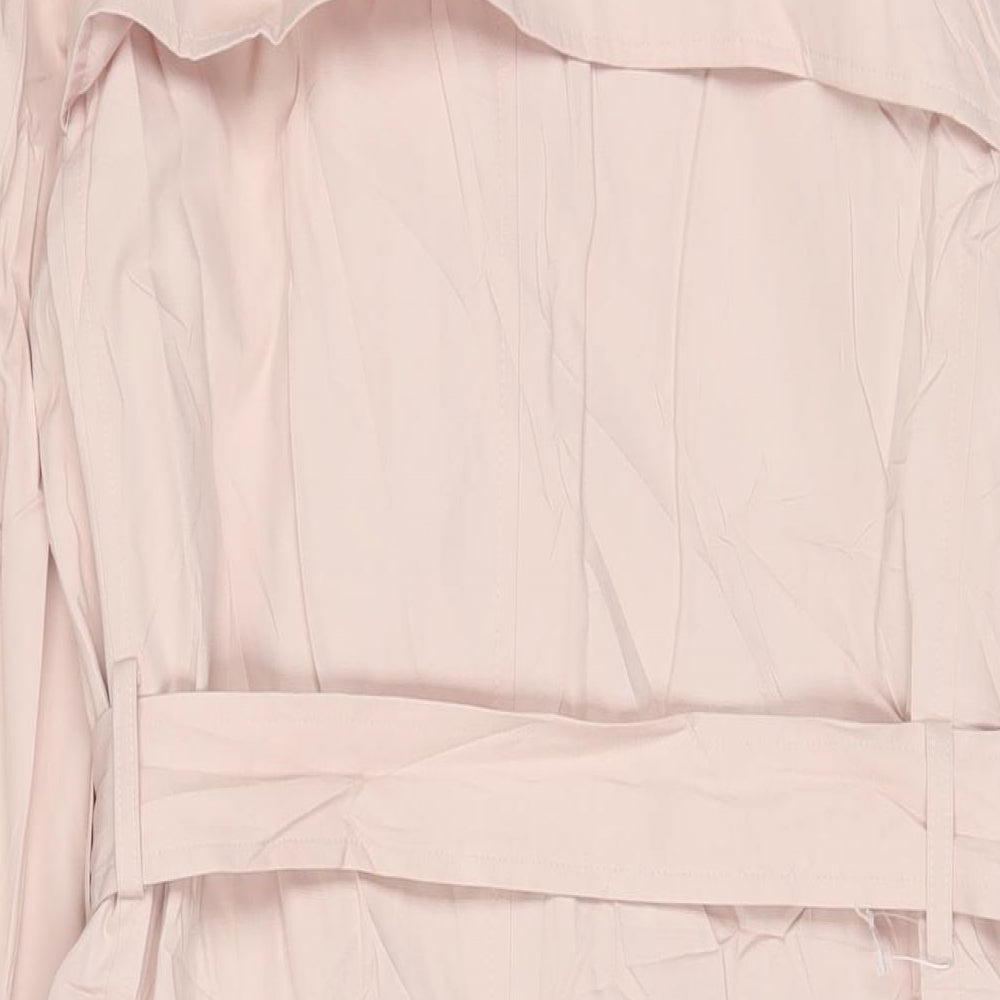 Marks & Spencer Womens Pink Overcoat Coat Size 12 Button - Belted