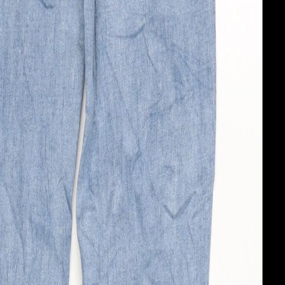 Marks & Spencer Womens Blue Cotton Blend Tapered Jeans Size 8 L29 in Regular Zip - Raw Hem