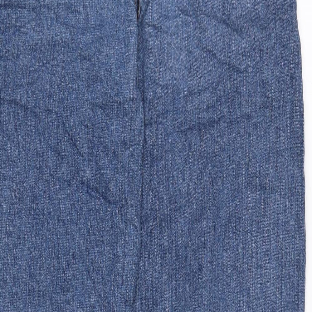 Marks & Spencer Womens Blue Cotton Blend Straight Jeans Size 8 L31 in Regular Zip