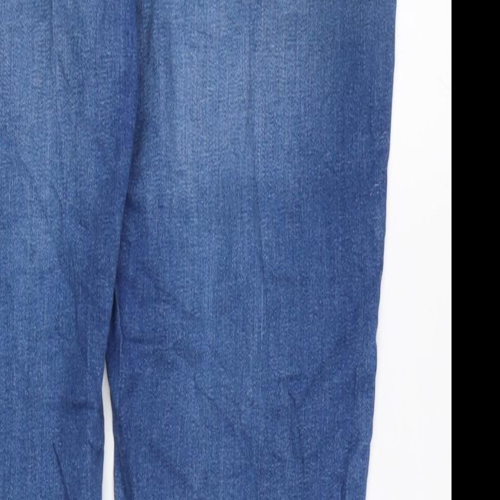 Marks and Spencer Womens Blue Cotton Blend Skinny Jeans Size 12 L27 in Regular Zip