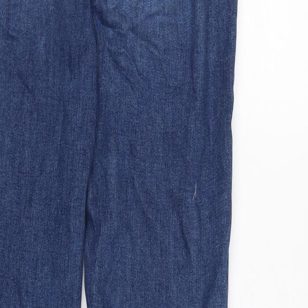 Marks & Spencer Womens Blue Cotton Blend Tapered Jeans Size 10 L29 in Regular Zip - Raw Hem