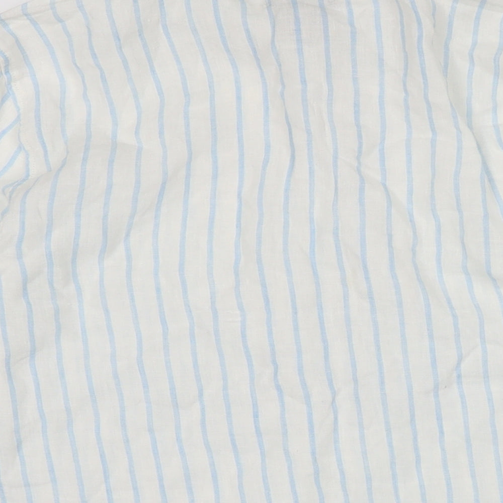 Kenar Womens Ivory Linen Basic Blouse Size L Collared