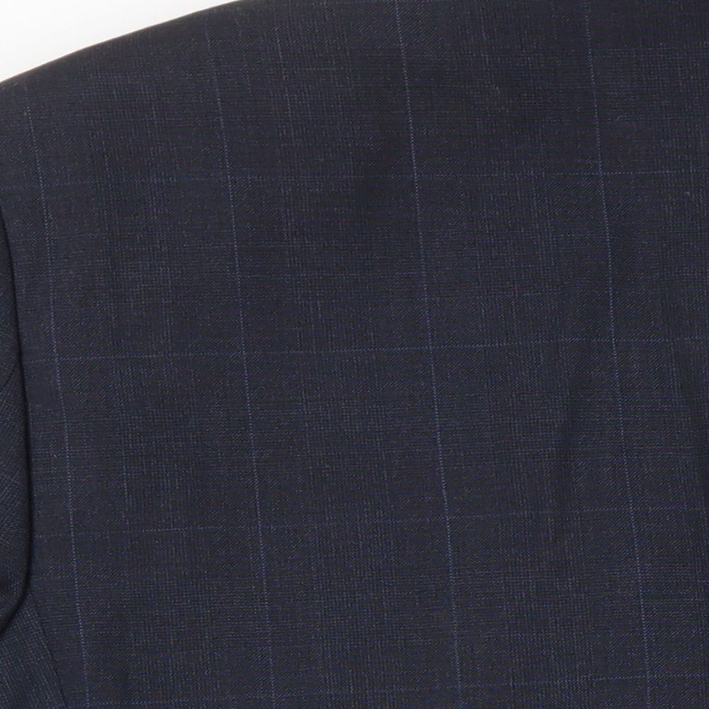 Marks & Spencer Mens Black Check Wool Jacket Blazer Size 42 Regular