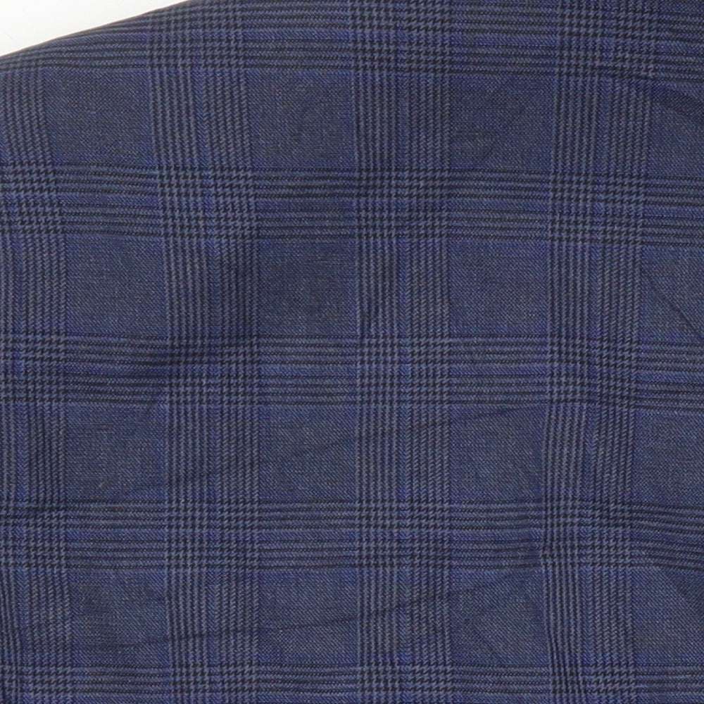 Marks & Spencer Mens Blue Houndstooth Polyester Jacket Suit Jacket Size 44 Regular