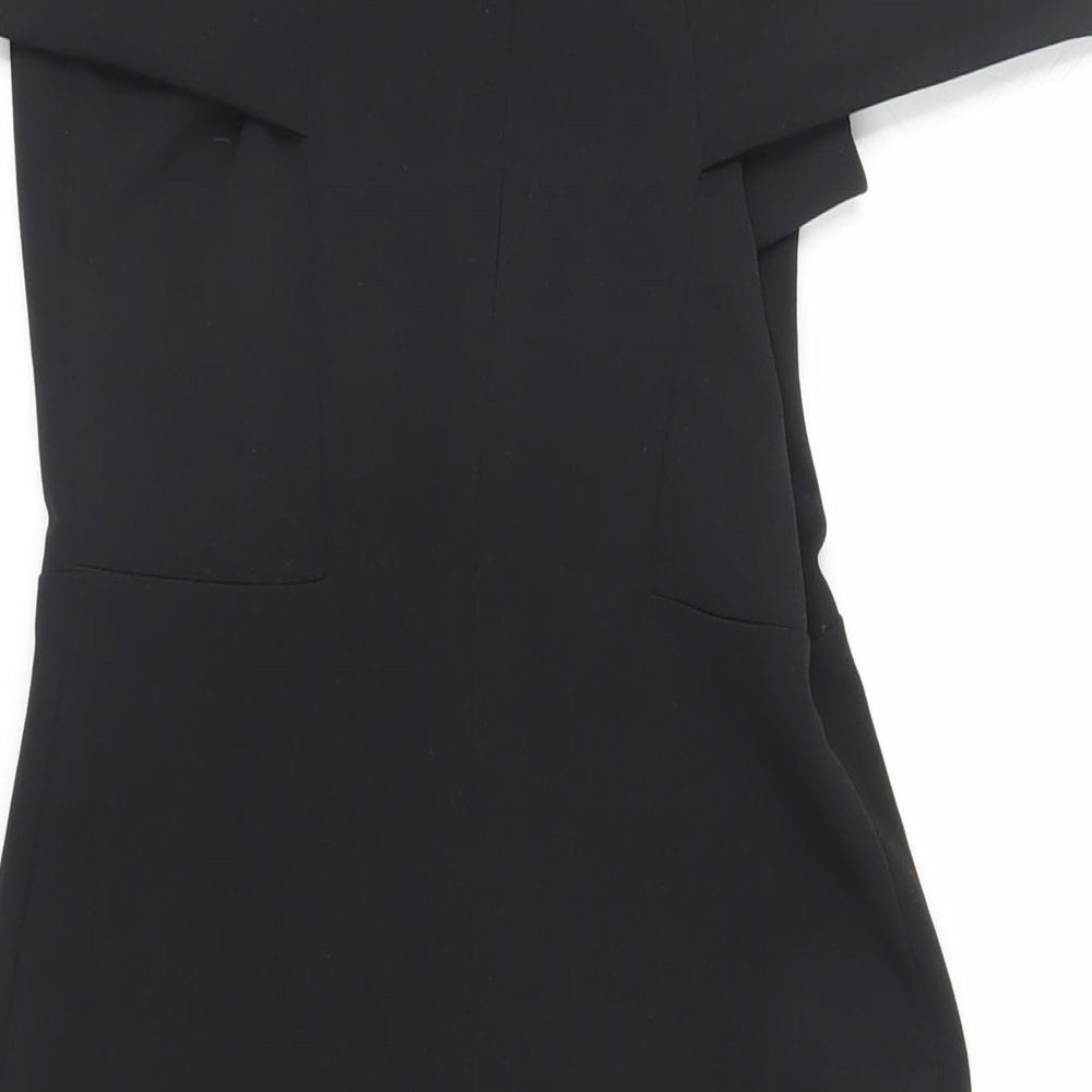 New Look Womens Black Polyester Mini Size 10 Off the Shoulder Zip